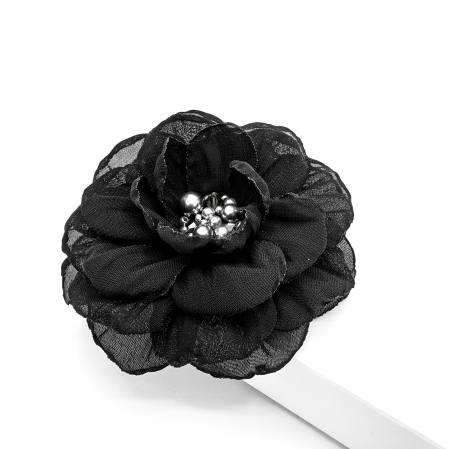 Brose - brosa-floare-textila-neagra-mijloc-auriu