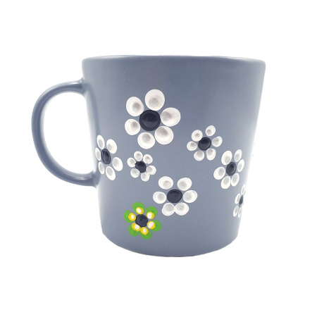 MABEL | Cana gri pentru cafea/ ceai, pictata manual cu flori [0]