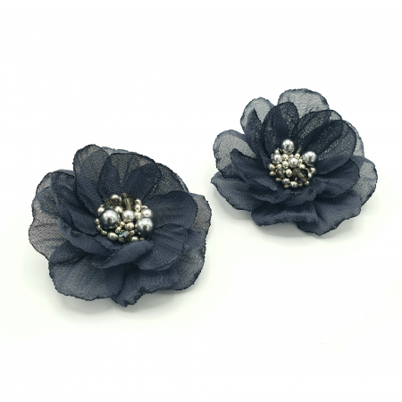Cercei - cercei-clips-floare-gri-inchis