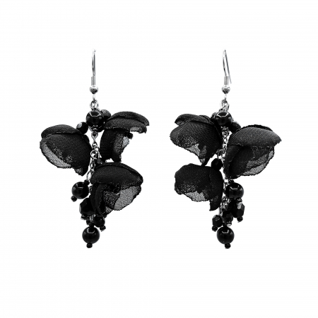 BIJUTERII SI ACCESORII - cercei-lungi-eleganti-flori-negre