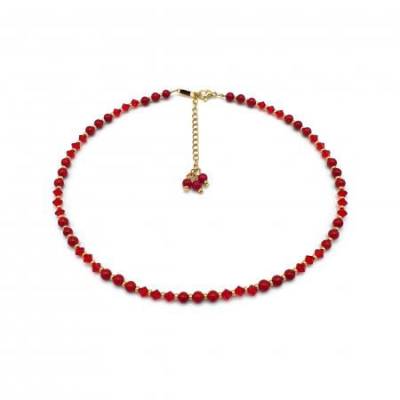 Coliere - colier-choker-perle-cristale-rosii
