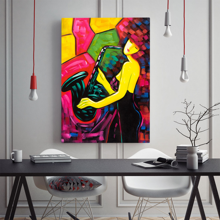 Tablou Canvas - Girl Playing Saxophone [2]