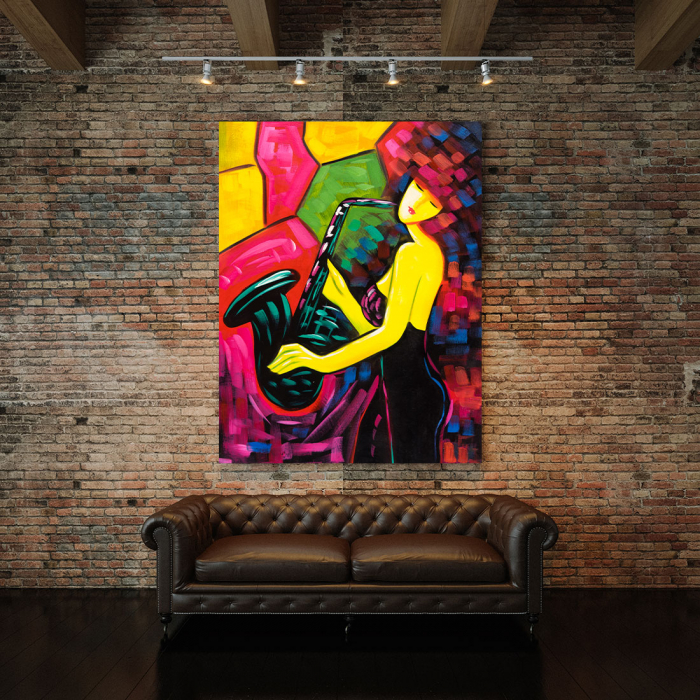 Tablou Canvas - Girl Playing Saxophone [3]