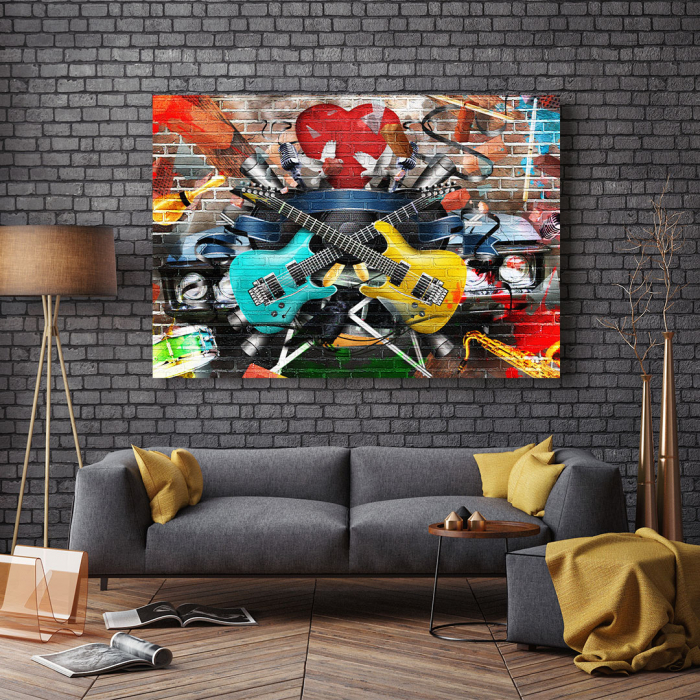 Tablou Canvas - Colourful Guitars [3]