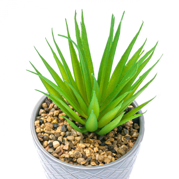 Ghiveci din ceramică gri cu plantă artificială [2]