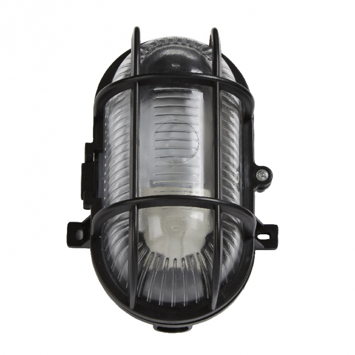 Lampa ovala, tip soclu E27, 11 x 13 cm, material plastic, culoare negru [2]