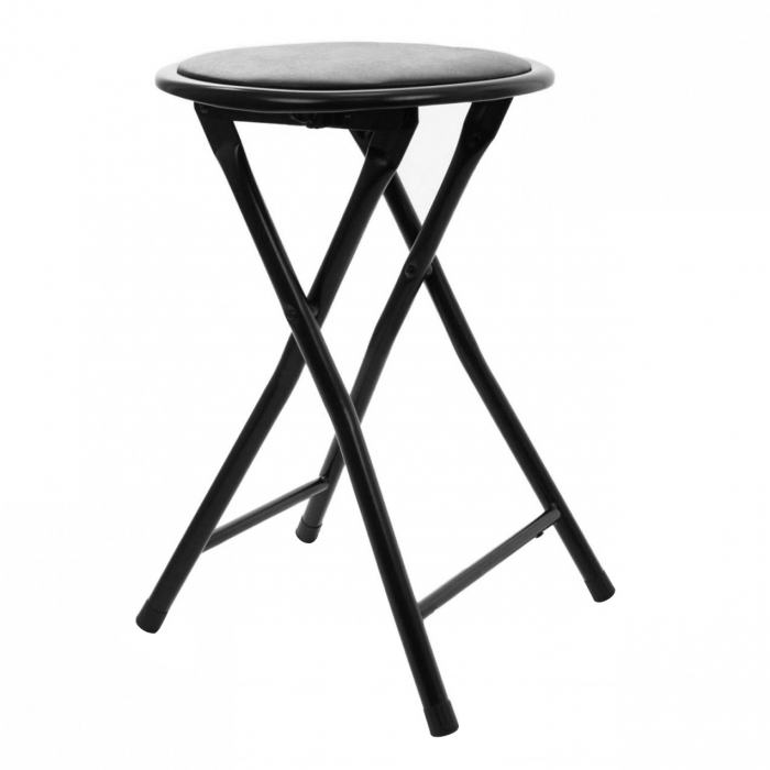 Taburet pliabil tip scaun din PVC negru. [2]