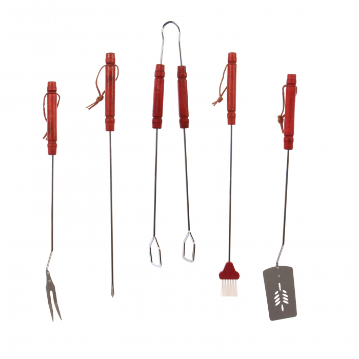 Accesorii pentru grătar din inox,cu mâner lemn, 50 cm, set 5 buc [2]