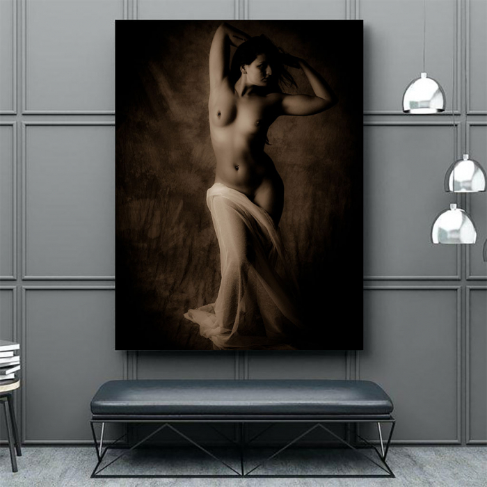 Tablou Canvas - Silueta nud alb-negru [3]