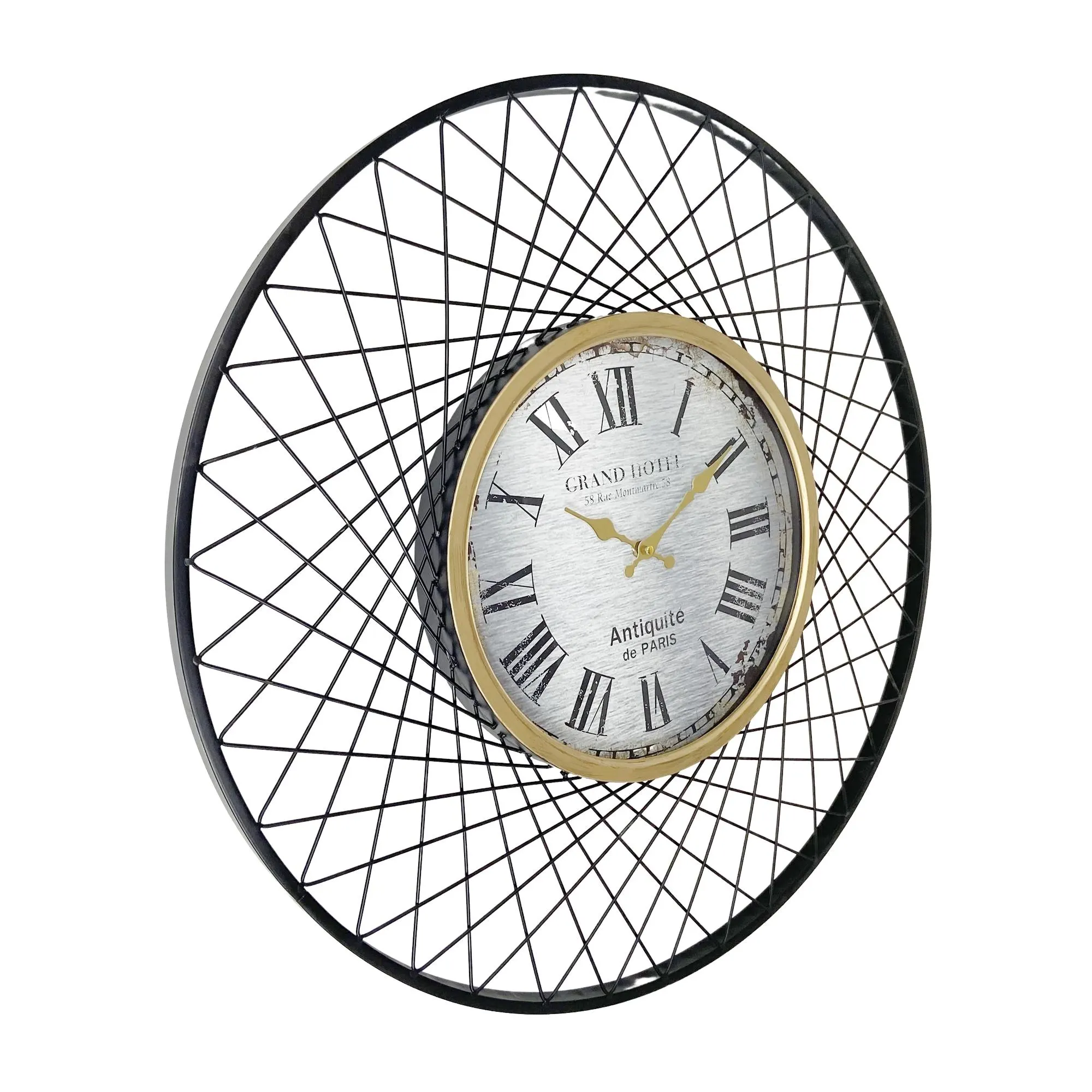 Ceas de perete “Neristo” negru modern, metal, Ø 71 cm [2]