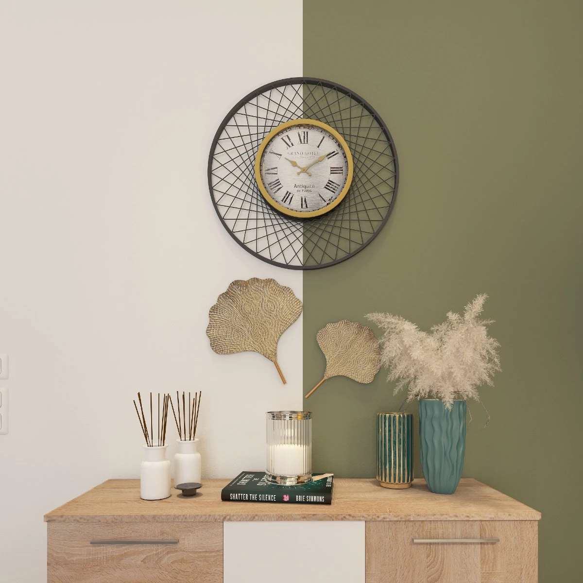 Ceas de perete “Neristo” negru modern, metal, Ø 71 cm [3]