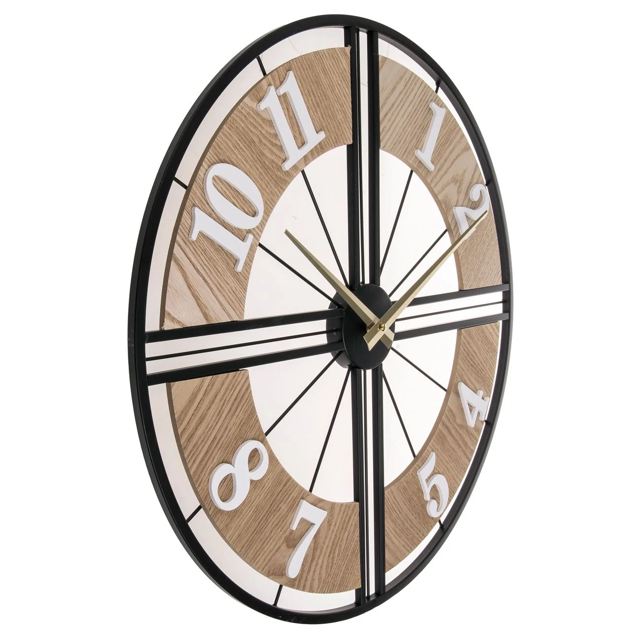 Ceas de perete “WoodMetal” metalic cu margine din lemn, Ø55 cm [3]