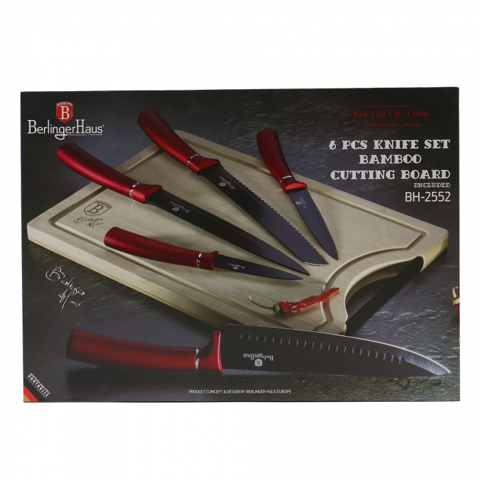 Cutit cu lama din otel inoxidabil Berlinger Haus, Metallic Line, set 5 cutite + 1 tocator [2]