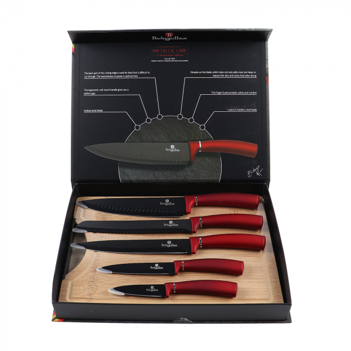 Cutit cu lama din otel inoxidabil Berlinger Haus, Metallic Line, set 5 cutite + 1 tocator [3]