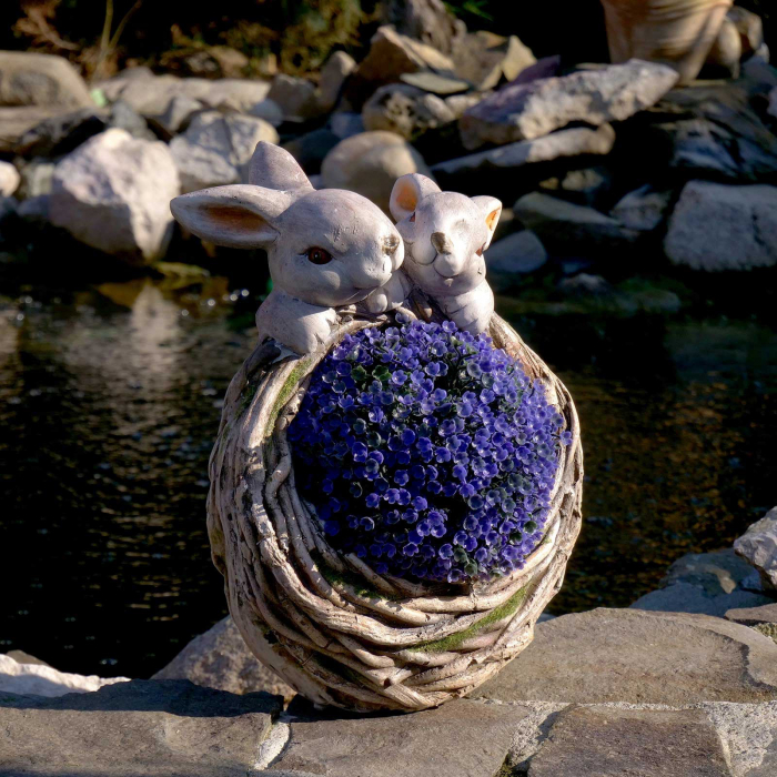 Ghiveci decorativ Iepurasi, ceramică, 27 x 15 x 38 cm [4]