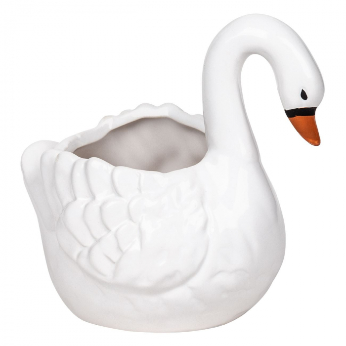 Ghiveci Lebădă din ceramică-12x9x12,5 cm- [2]