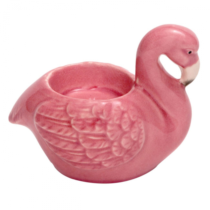 Suport lumanare din porțelan Flamingo roz-12x7.5x9 cm [2]