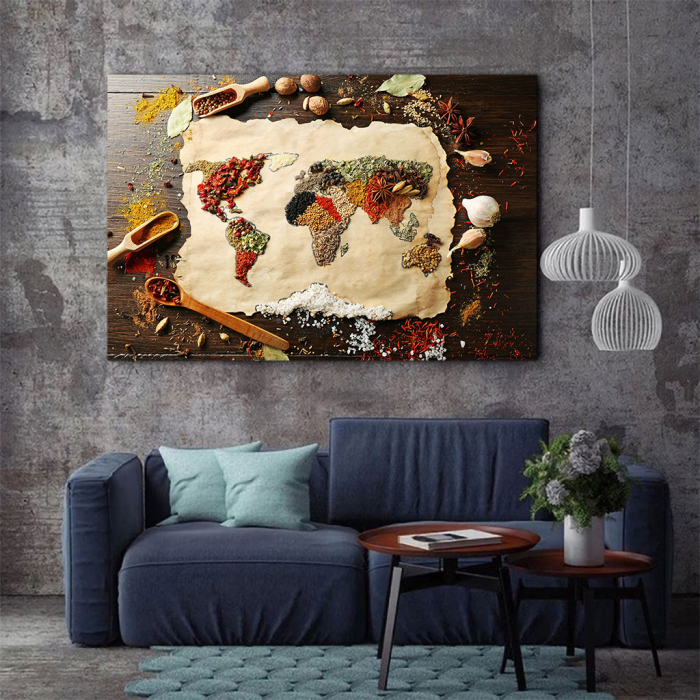 Tablou Canvas - Spices world map [2]