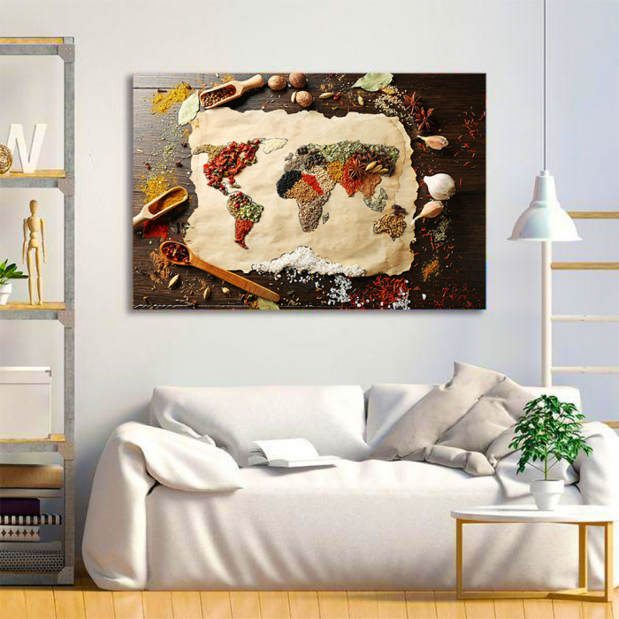Tablou Canvas - Spices world map [4]