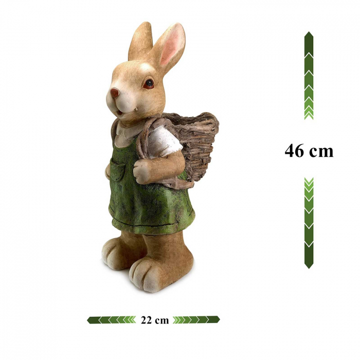 Ghiveci decorativ iepure cu coș, ceramică, 22 x 18.5 x 46 cm [3]