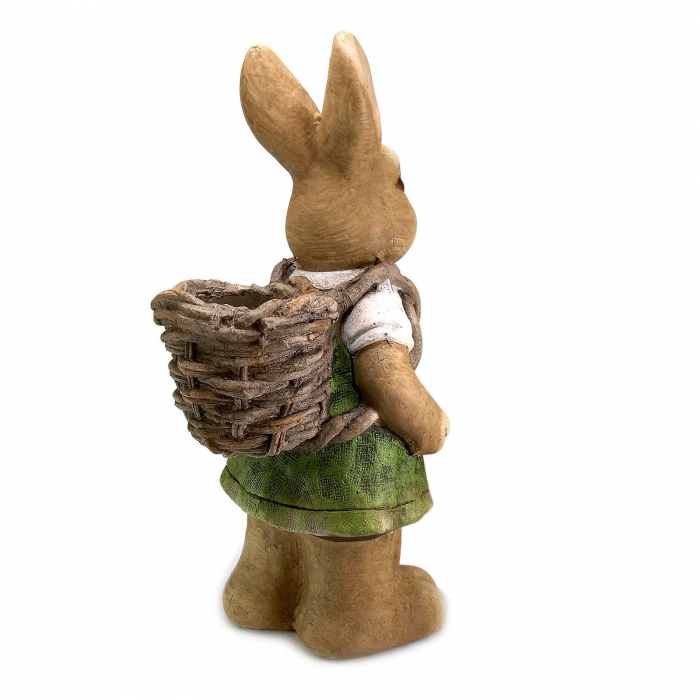 Ghiveci decorativ iepure cu coș, ceramică, 22 x 18.5 x 46 cm [2]