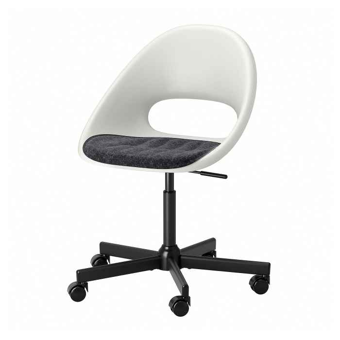 Scaun rotativ+pernă, alb negru, gri închis [5]