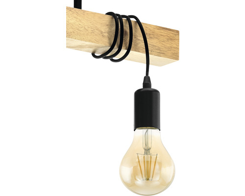 Lustră 3x60W, negru/lemn [4]