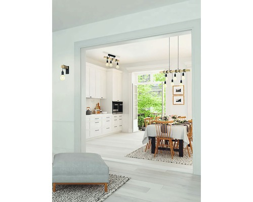 Lustră 3x60W, negru/lemn [2]