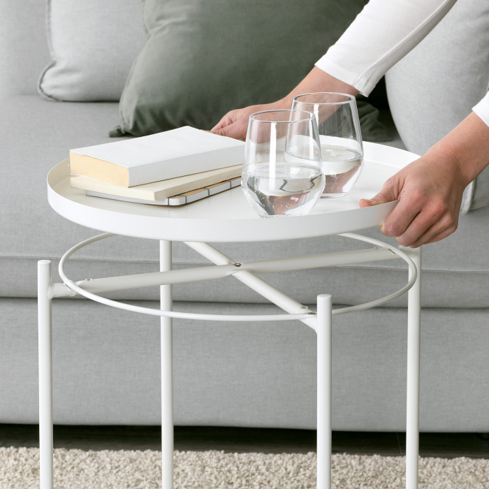 Masă servit, oțel, albă - 53cm [3]