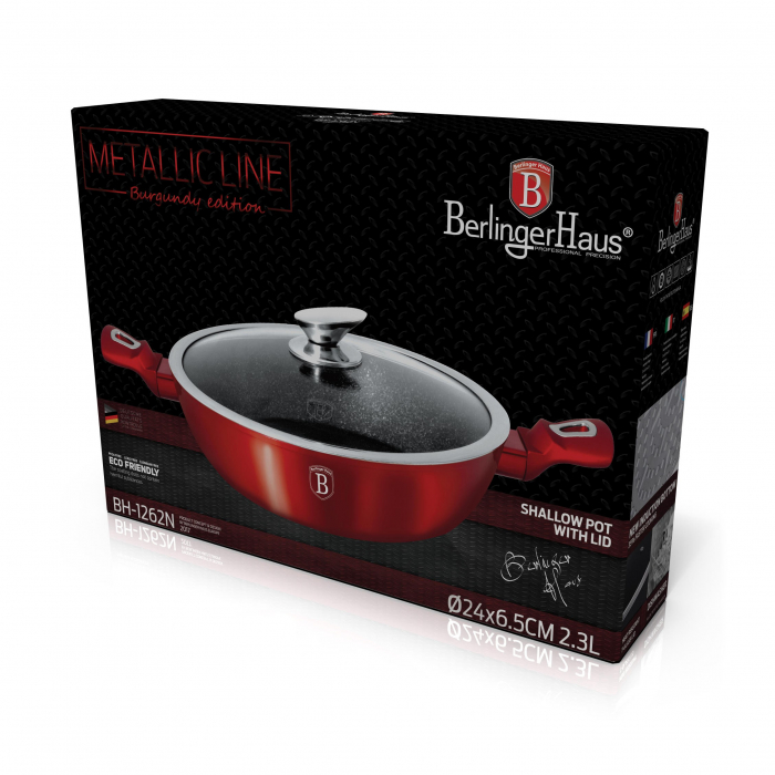 Oala din aluminiu turnat, cu capac, Berlinger Haus, Metallic Line, Burgundy Edition, 24 cm [2]