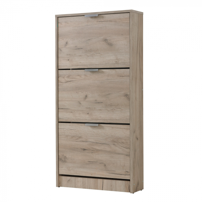 Pantofar Kayla cu 3 sertare duble, stejar gri, 67x119cm [2]