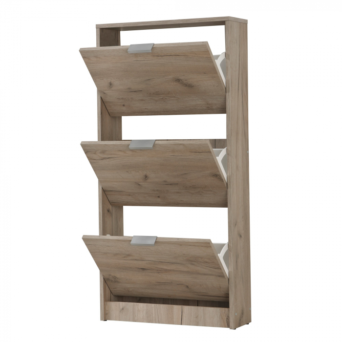 Pantofar Kayla cu 3 sertare duble, stejar gri, 67x119cm [3]