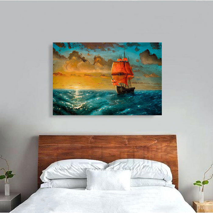Tablou Canvas - Sailing on sunset [2]