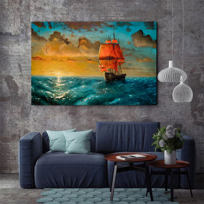 Tablou Canvas - Sailing on sunset [4]