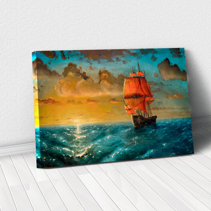 Tablou Canvas - Sailing on sunset [1]
