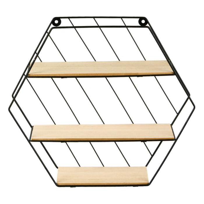 Raft decorativ 3 niveluri din Metal & lemn 35x9x30,5 cm [2]