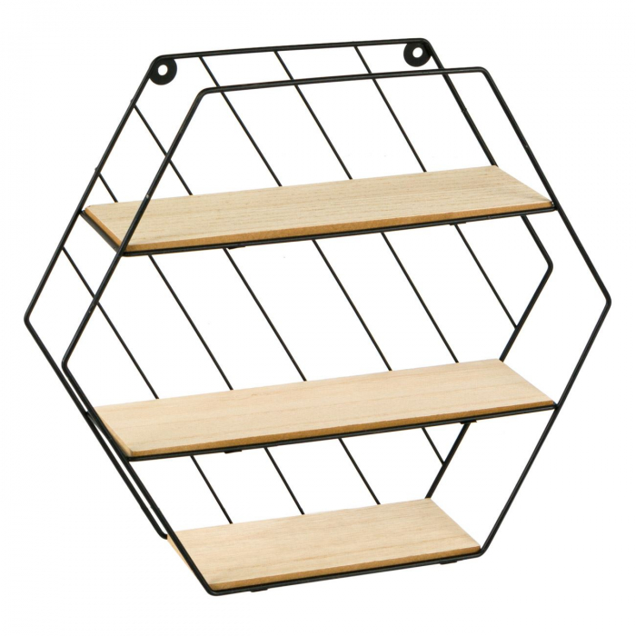 Raft decorativ 3 niveluri din Metal & lemn 35x9x30,5 cm [4]
