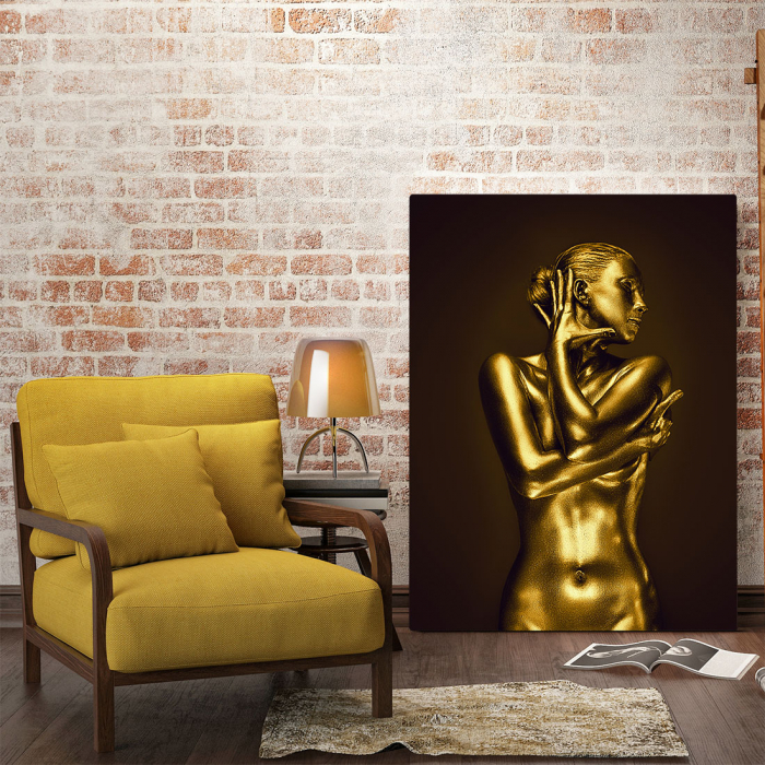 Tablou Canvas - Golden Nude Pose 1 [2]