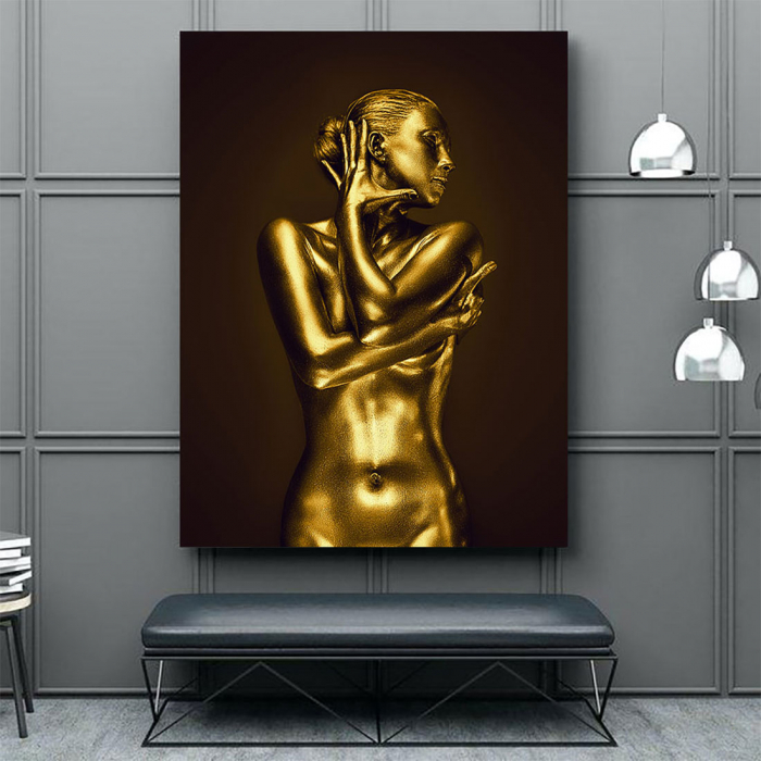 Tablou Canvas - Golden Nude Pose 1 [3]
