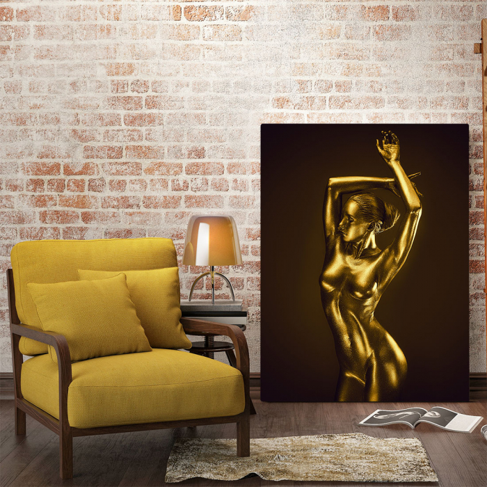Tablou Canvas - Golden Nude Pose 3 [2]