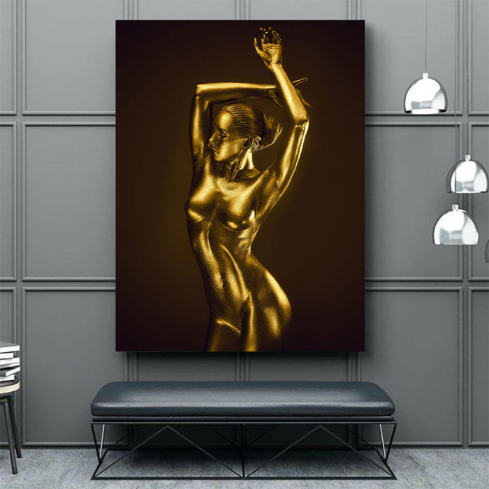 Tablou Canvas - Golden Nude Pose 3 [3]