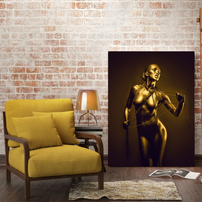 Tablou Canvas - Golden Nude Pose 4 [2]