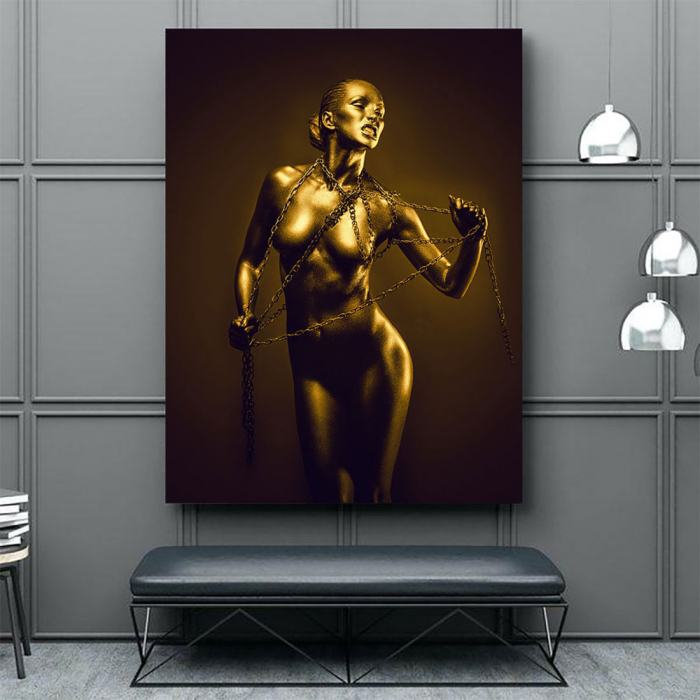Tablou Canvas - Golden Nude Pose 4 [3]