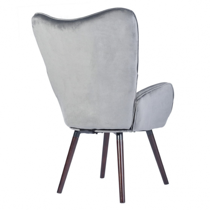 Scaun bucătărie / living fix Custio, tapițat, lemn fag + cadru metal + material textil gri [3]