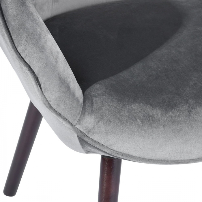 Scaun bucătărie / living fix Custio, tapițat, lemn fag + cadru metal + material textil gri [5]