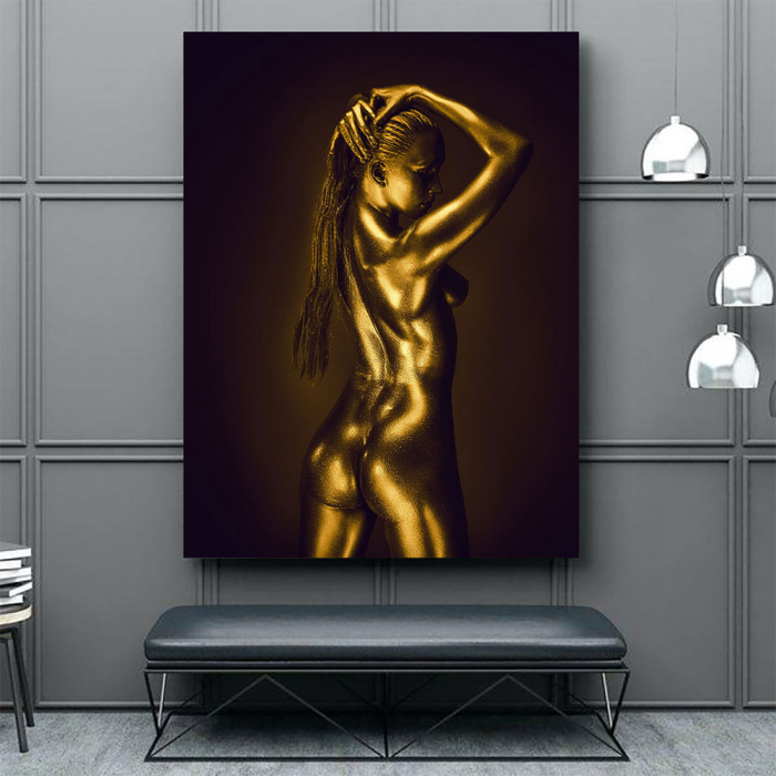 Tablou Canvas - Golden Nude Pose 2 [3]