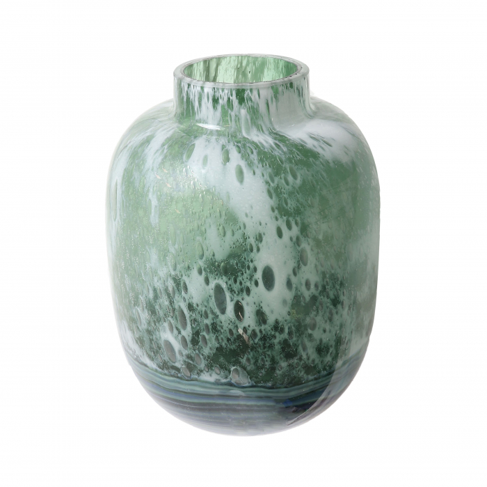 Vaza decorativă din sticlă, verde cu nuanțe gri, 27cm [2]