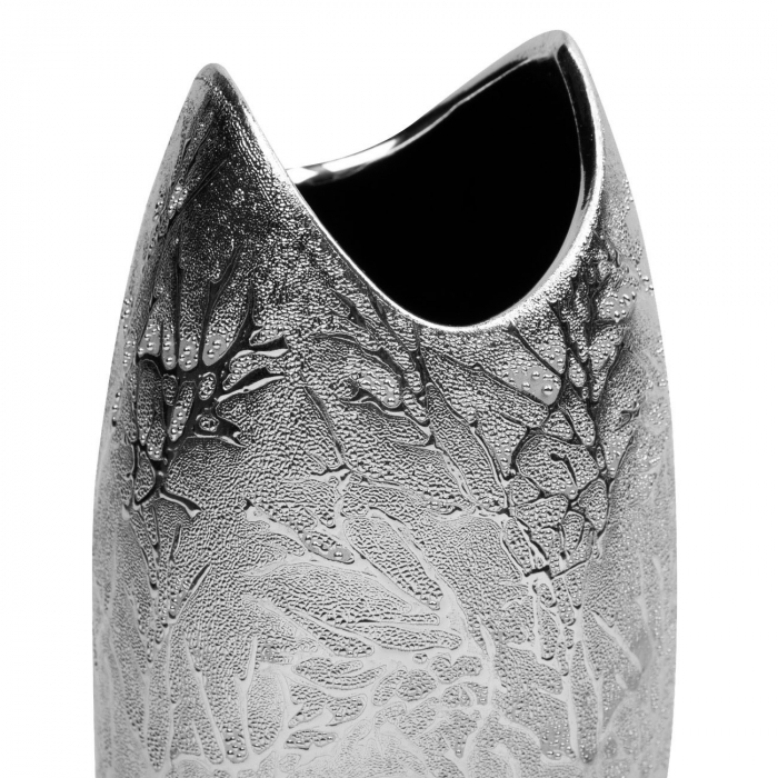 Vază decorativă argintie cu design ramuri în relief, formă unică. 25 cm. [2]