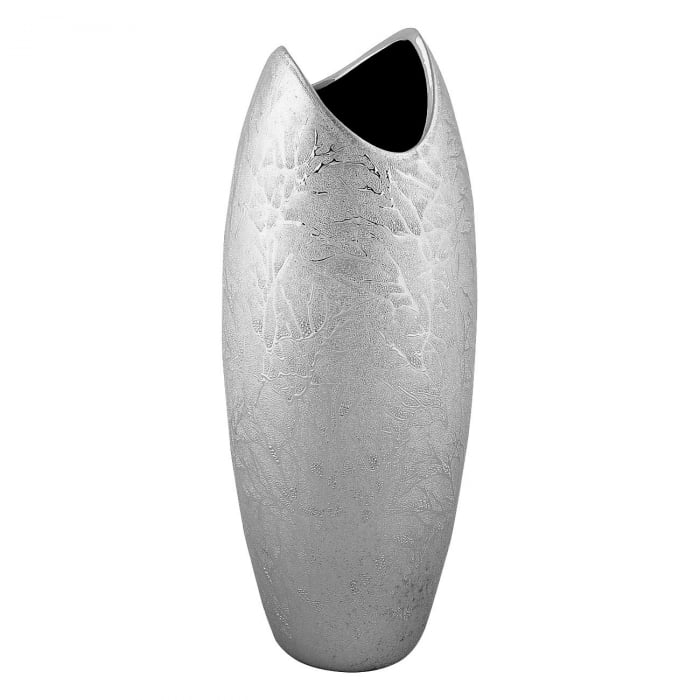 Vază decorativă argintie cu design ramuri în relief, formă unică. 25 cm. [1]