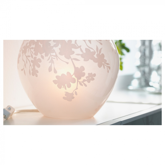 Veioză decorativă cu model, sticlă, albă - 18cm [5]